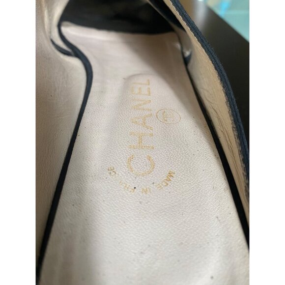 Chanel Women's Black Suede & Leather Slip-On Sandals-LT3005 - Picture 7 of 9